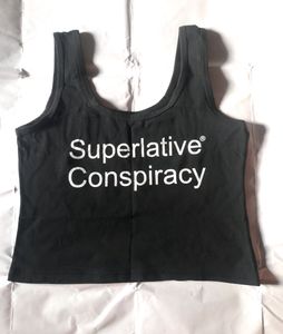 Women Black Crop Top Trendy Casual Sleeveless Tee