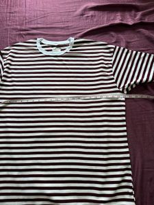 Maroon &amp; White Striped T-Shirt
