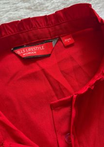 Modest Red V-Neck Top