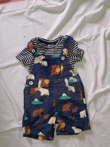 Adorable Baby  Bear Overalls Set