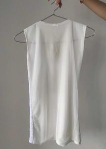 White Lace Tank Top with Embellishment