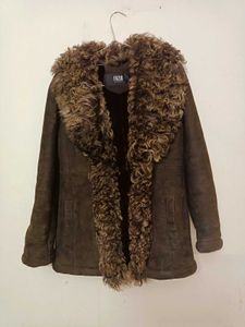 Chic Brown Faux Fur Trimmed Jacket