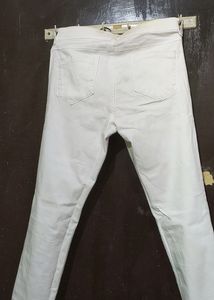 Off White Colour Jeans For Girl