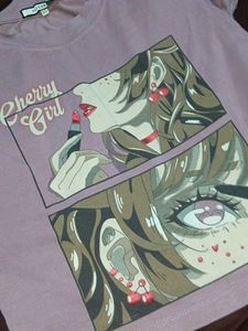 Anime Graphic "Cherry Girl" Cropped T-Shirt
