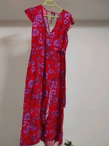 Red Floral Print Maxi Dress