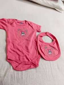 Adorable Pink Lion Bodysuit &amp; Bib Set