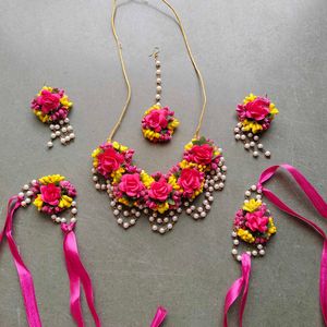 Haldi floral jewellery Set