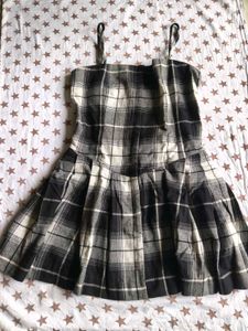 Plaid Mini Dress with Pleated Skirt