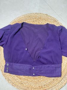 Elegant Purple V-Neck Crop Top