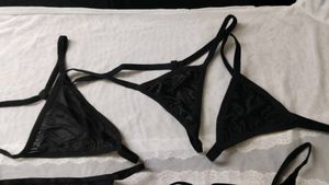 Black Lace Bikini Panties Set