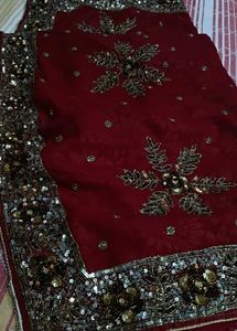 Beautiful dark red saree