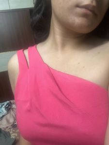 Hot Pink One-Shoulder Statement Crop Top