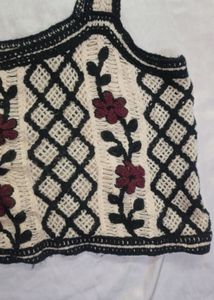 Crocheted Floral Crop Top