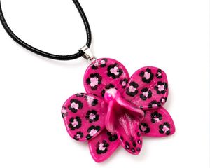 Pink Leopard orchid Necklace