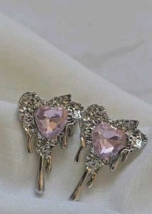 Dripping Heart Rhinestone Earrings
