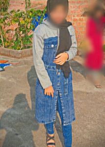 Denim suit with Gray Sleeves