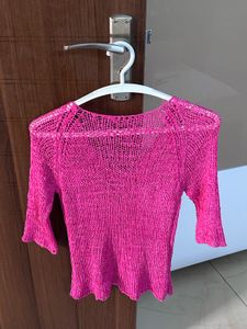 Pink Knit Cropped Cardigan