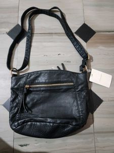 Black Faux Leather Crossbody Bag(U.K)