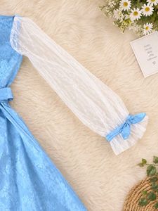 Light Blue Puff Sleeve Dress