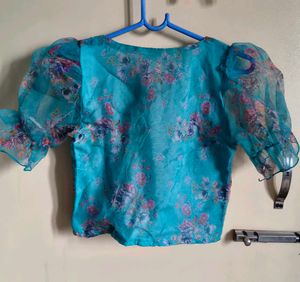 Sheer Floral Puff Sleeve Top