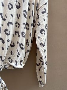 Leopard Print Drawstring Top