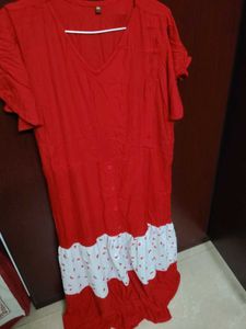 Chic Red & White Print Maxi Dress