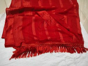 Elegant Red Striped Saree