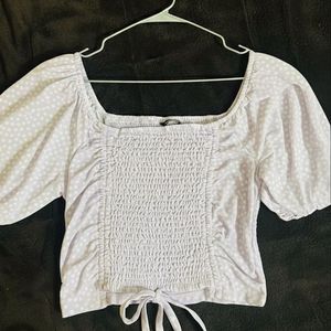 Polka Dot Puff Sleeve Top