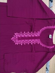 Maroon Embroidered Kurta