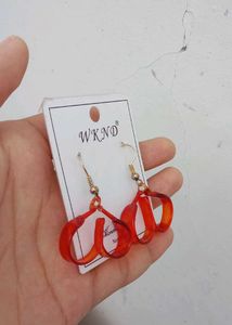 Red Abstract Drop Earrings