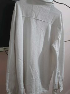 Men's White Textured Long Sleeve Shirt