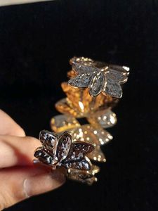 Stunning Gold Tone Leaf Design Bracelet