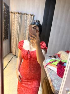 Chic Red Polka Dot Dress🎀🦋
