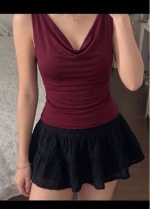 Burgundy Cowl Neck Tank Top