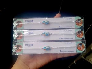 Designer Silver Polish Rakhi Set of 3