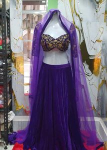 Stunning Purple Velvet Lehenga Choli