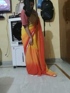 ready to wear Yellow &amp; Orange Ombre Saree