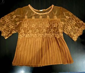 Elegant Lace & Pleated Top