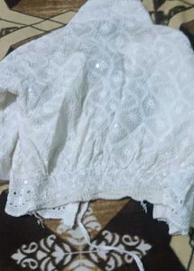 Stylish Ethnic Dress Material with White Embroider