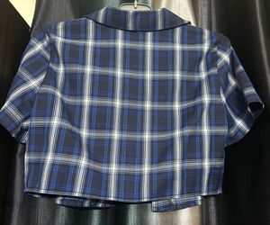 Blue Plaid Cropped Shirt
