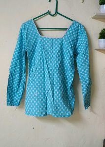 cotton Blue Printed shorts kurta