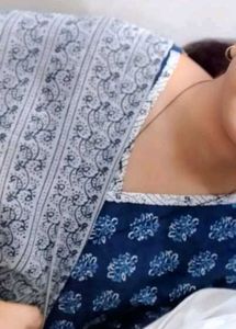 Elegant Navy Blue Printed Kurti Set