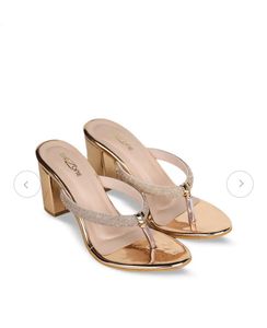Stylish Gold Block Heel Sandals