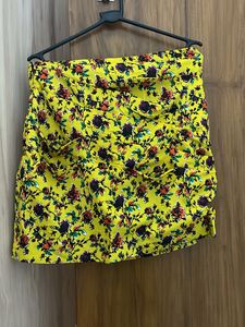 Zara Yellow Floral Ruched Mini Skirt