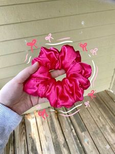 Bright Pink Satin Scrunchie