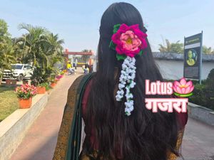 Crocheted Flower &amp; Leaf Hair gajra