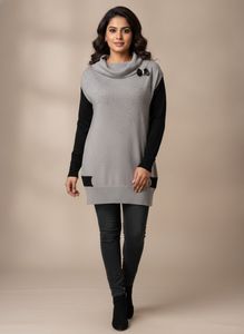 Stylish Two-Tone Knit Sweater