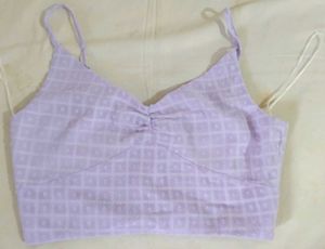 Lavender Square Pattern Crop Top