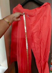 Red Embroidered Kurta with pant and dupatta set