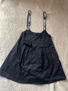 Black Pinafore Dress with "Enjoy Life" Straps